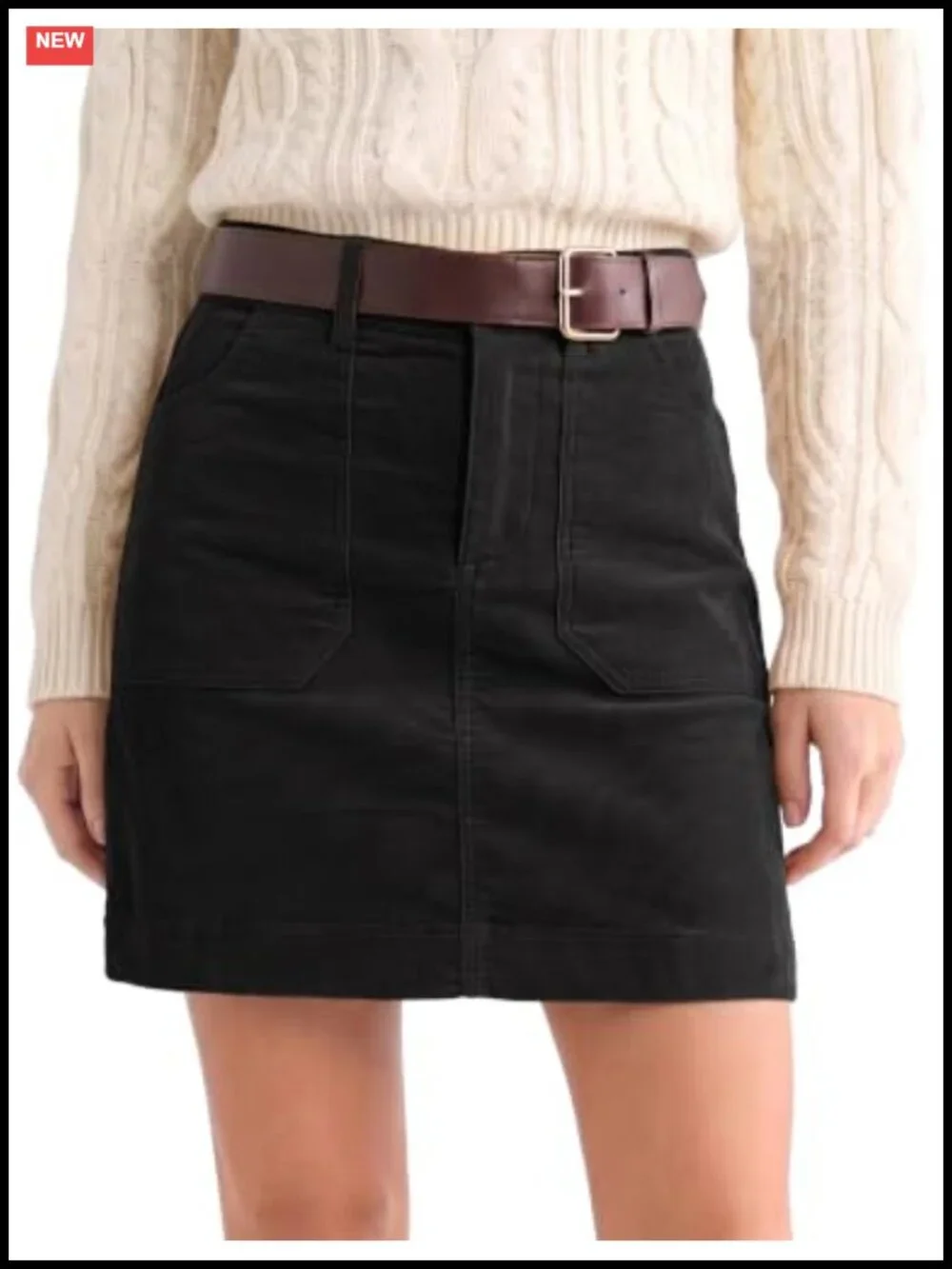 High Waisted Corduroy A-Line Skirt with Pockets